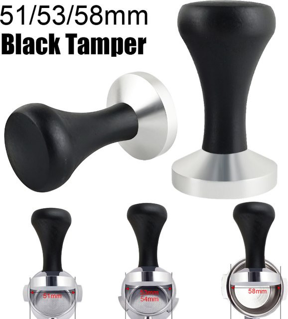 XINGZHAOHOME Espresso Tamper mit schwarzem Holzgriff für 51mm, 53mm oder 58mm Portafilter - Bild 1