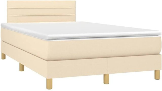 vidaXL Boxspringbett mit Matratze in Beige, Hybrid-Bett mit LED-Unterbettbeleuchtung und USB-Anschluss, B/T/H: 120 x 200 x 78 cm - Bild 1