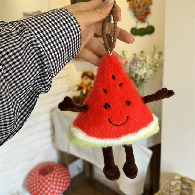 Kawaii Cartoon Kokosnuss Wassermelone Plüsch Schlüsselanhänger, Stofftier, ab 3 Jahren - Bild 1
