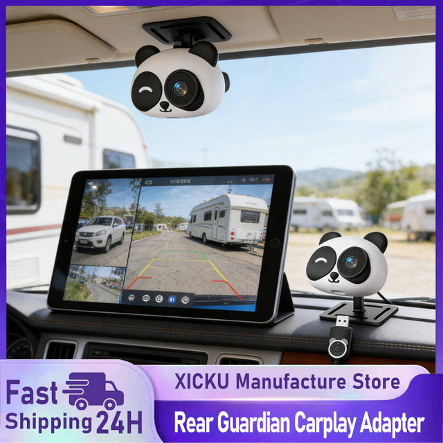 Cabin Care Kabelloser CarPlay-Adapter mit 1080P HD Baby-Autokamera, 150 Grad Weitwinkel und Nachtsicht, Weiß - Bild 1