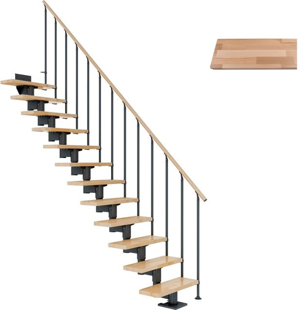 Dolle Mittelholmtreppe Cork Gerade in Buche Anthrazit mit einer GH bis 270 cm und einer Breite von 75 cm - Bild 1