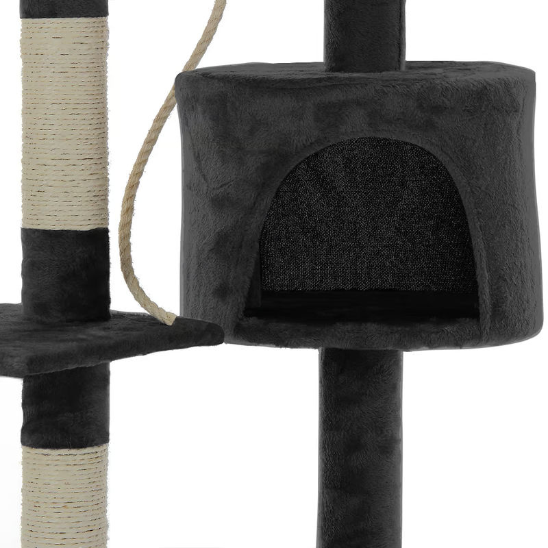 Cadoca Kratzbaum für Katzen in Anthrazit mit integriertem Spielzeug und Sisal-Elementen, Höhe: 112 cm - Bild 2