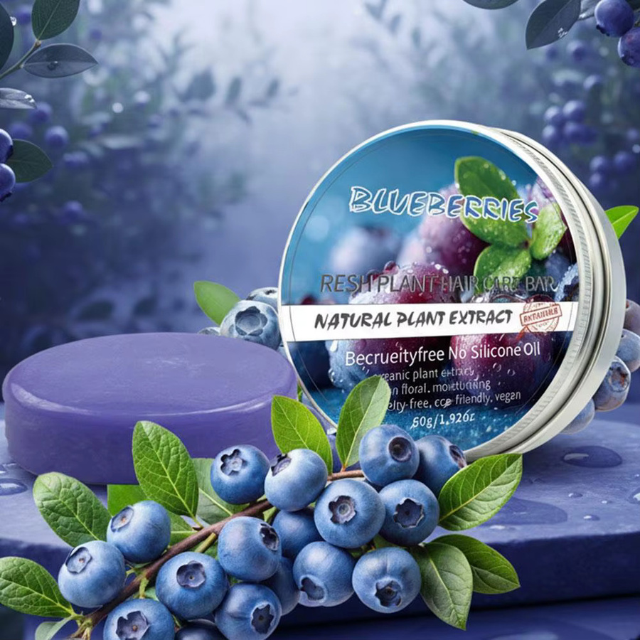 Blaubeer Shampoo-Bar, Festes Shampoo für fettiges Haar, Unisex - Bild 4