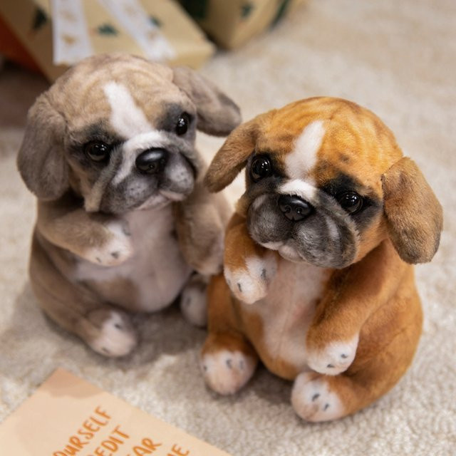 Gegemuchen Sitzende Pudel Mops Welpen, Plüsch Spielzeug, beige - Bild 1