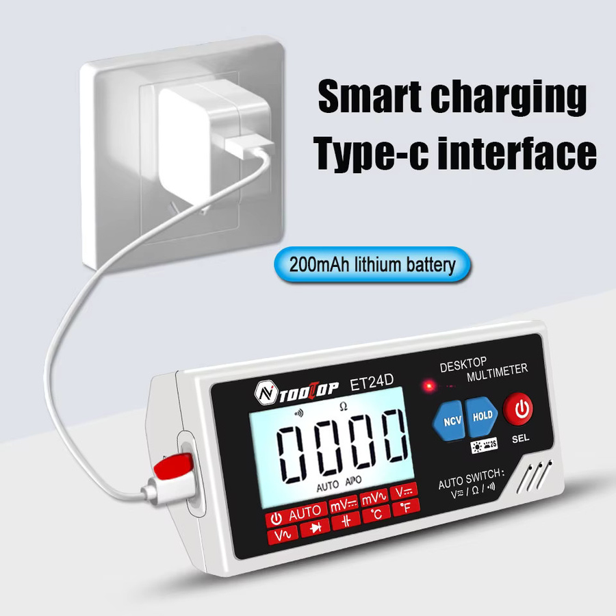 TOOLTOP Mini-Desktop-Digitalmultimeter mit 6000 Zählungen, True RMS, 600 V AC/DC Spannungsmesser und Lithium-Akku - Bild 3