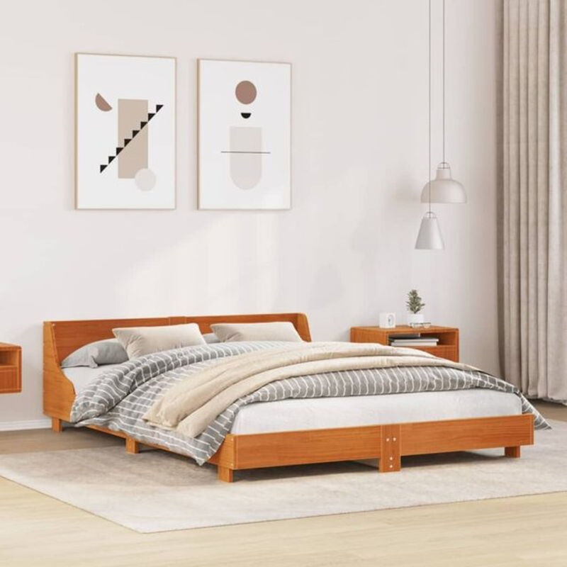 Massivholzbett aus Kiefer in Braun von Vidaxl, B/T/H: 140 x 190 cm - Bild 1