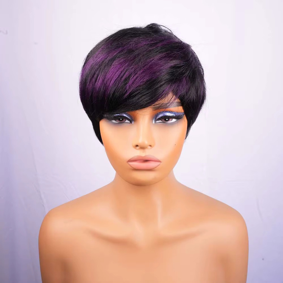 OYM HAIR Bob-Perücke Echthaar, Pixie-Schnitt mit Pony, schwarz, Damen - Bild 3