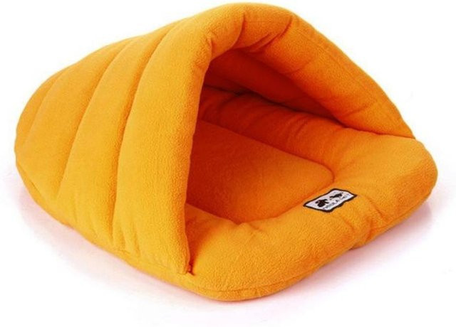 Warmes Polarfleece Hundebett für Katzen und Welpen in Orange, B/T: 28 x 38 cm - Bild 1