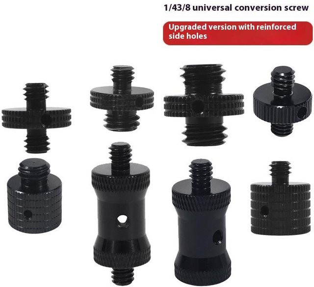 Kamera-Konvertierungsschrauben-Adapter zur Gewindeverstärkung für Kamerastative, Kugelkopf und Projektorhalterungen, Schwarz, 1/4 bis 3/8 Zoll sowie M4 M5 M6 M8 M10 - Bild 1