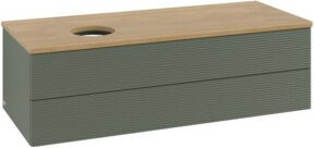 V&B Waschtischunterschrank Antao mit Frontstruktur und Beleuchtung, Eiche honig, B/T/H: 120 x 50 x 50 cm - Bild 1