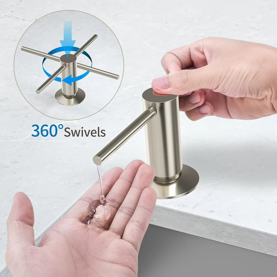 Bytelike Einbau-Seifenspender für Spülbecken mit drehbarem Pumpkopf aus Edelstahl in Schwarz, Gold oder Silber - Bild 2