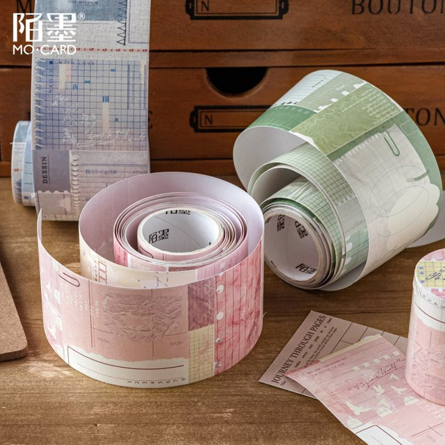 5x Washi-Tape im Vintage-Design mit beschreibbarem Gittermuster, 5 x 200 cm - Bild 1