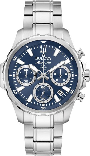 Bulova Chronograph Herrenuhr, Edelstahl, Blau, Quarz, 40 mm, 10 ATM - Bild 1