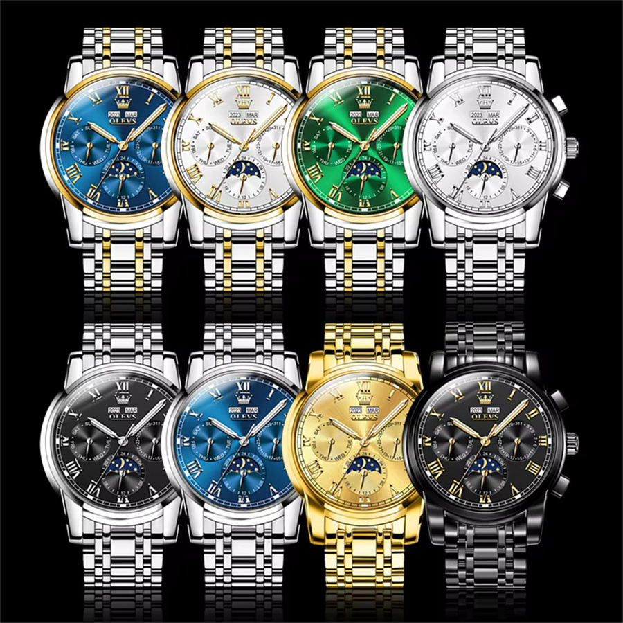 OLEVS Armbanduhr, Automatik, Edelstahl, Gold, Herren - Bild 6