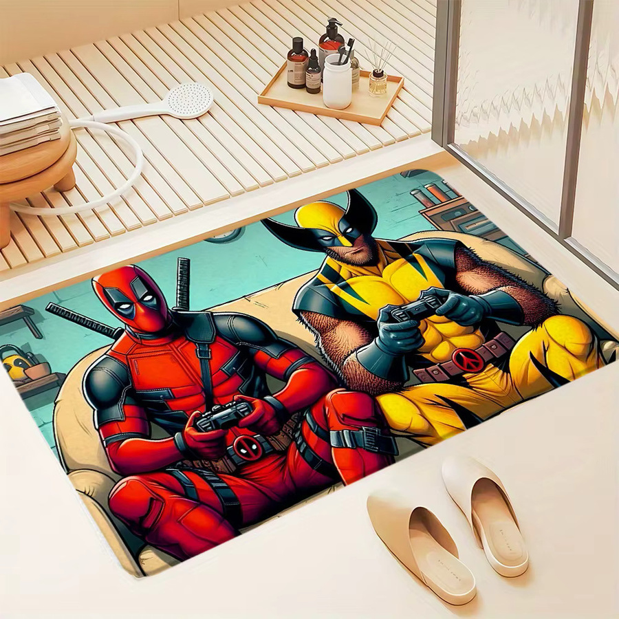 Beast Kingdom Marvel Deadpool und Wolverine Retro Fußmatte aus Flanell, Mehrfarbig, B: 60,0 cm, T: 60,0 cm, H: 1,0 cm - Bild 2