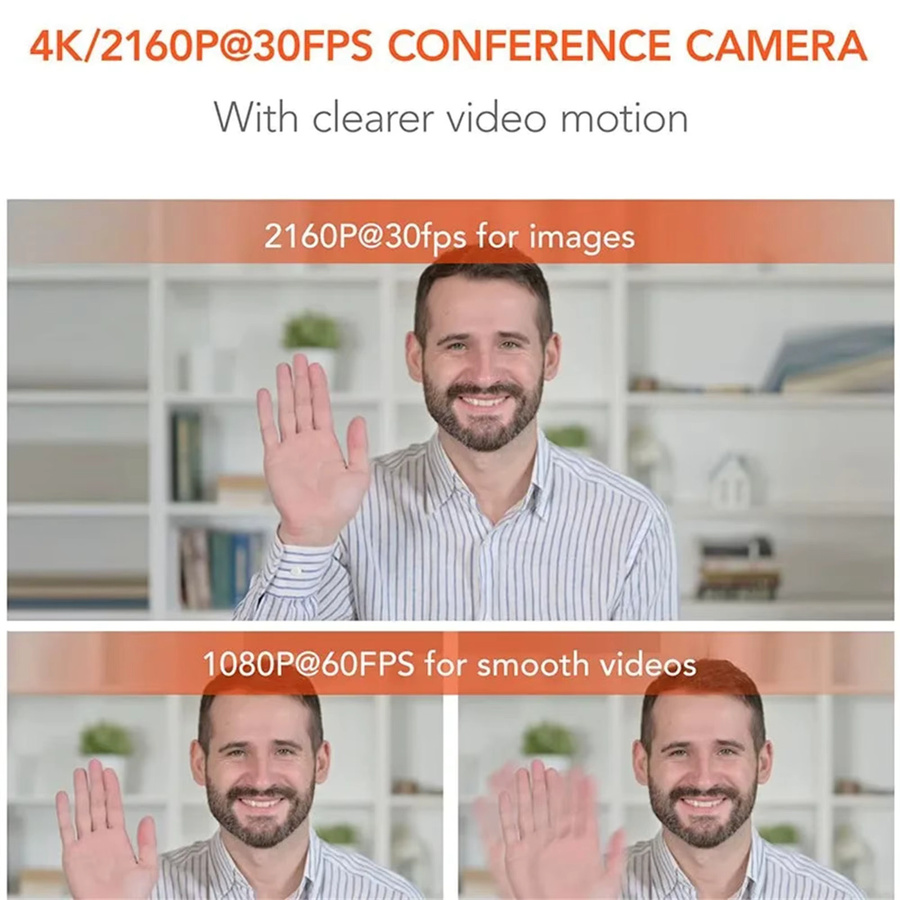 Nuroum 4K UHD Webcam in Schwarz mit USB-Anschluss und KI-Geräuschunterdrückung für Videoanrufe und Live-Streaming - Bild 4