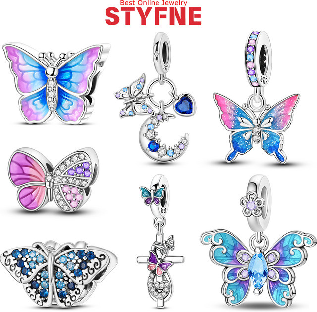 STYFNE Charms Libelle Schmetterling, 925 Silber, Perle, Zirkonia, Damen - Bild 1