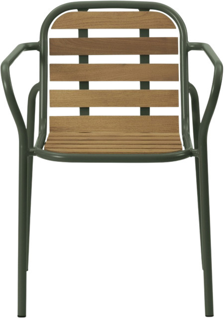 Normann Copenhagen Vig Garten Armlehnstuhl aus Robinienholz und Metall in Grün - Bild 1