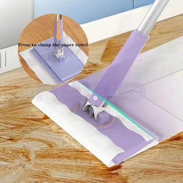 Trebalena Mini Lazy Flat Mop in Lila – Handfreier rotierender Bodenwischer für Nass- und Trockenreinigung - Bild 1