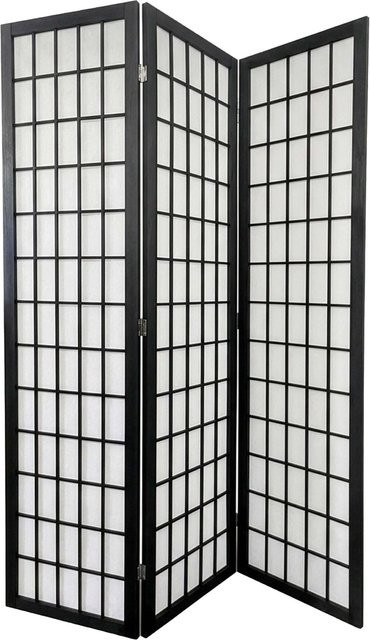 Relaxdays Paravent aus Bambus und Holz mit Stoff in Schwarz, 3-teilig, faltbar und freistehend, Höhe: 170 cm, Breite: 120 cm - Bild 1
