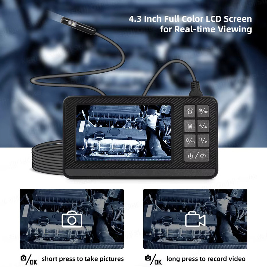 KERUI Industrieendoskop mit 4,3-Zoll-Bildschirm, 8 mm Objektiv, 8 LED-Lichtern und IP67 wasserdicht, Schwarz - Bild 4