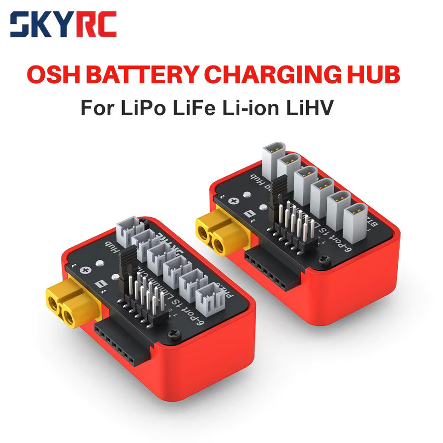 SKYRC OSH 6-Port 1S Batterielade-Hub für LiPo LiFe Li-Ion LiHV in Rot - Bild 4