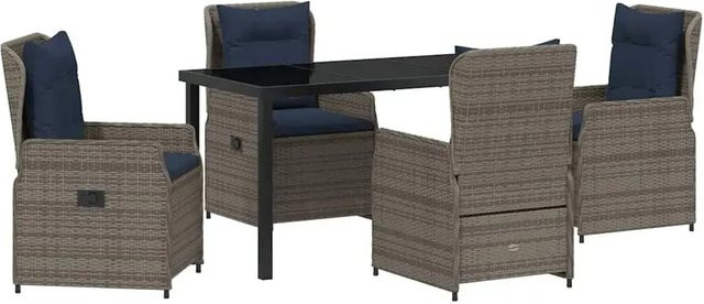 vidaXL Garten Essgruppe 5-teilig aus Poly-Rattan in Grau - Bild 1
