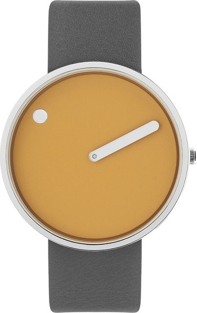 Picto Armbanduhr, Quarz, Edelstahl, Leder, 40 mm, Unisex, Gelb - Bild 1