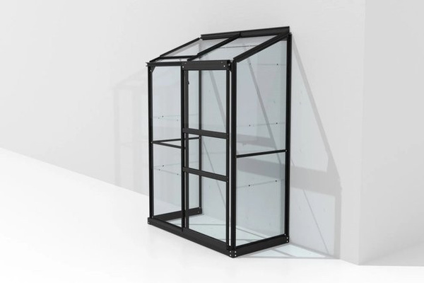 Vitavia Anlehn-Gewächshaus Ida 900 Schwarz mit Sicherheitsglas und Pultdach, B/T/H: 131 x 100 x 182 cm
