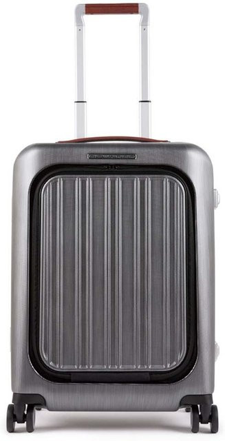 Piquadro Relyght Plus Kabinen-Hartschalencomputertrolley für 15,6 Zoll in Schwarz und Grau mit Lederdetails - Bild 1