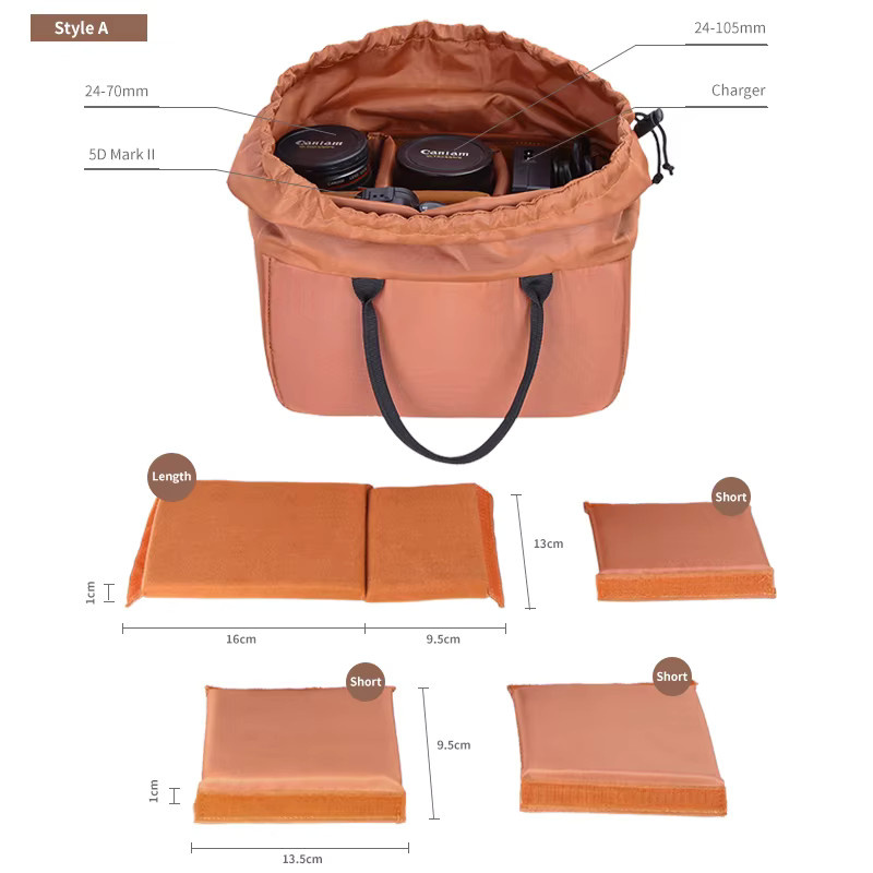 QISEMIAN DSLR-Kamera Innentasche Handtasche zum Kameraschutz, Farbe: Braun - Bild 3