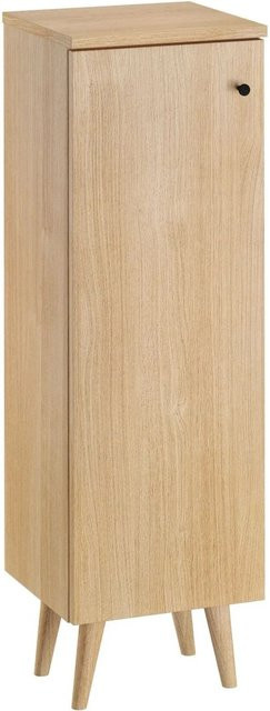 Erst-Holz Bad-Kommode in Eiche Dekor, stehender Schrank mit Füßen, Braun, B/T/H: 36 x 33 x 113 cm - Bild 1