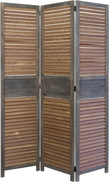 Homestyle4u 3-tlg. Paravent aus Holz in Braun mit Lamellenoptik, B: 120 cm, H: 170 cm - Bild 1