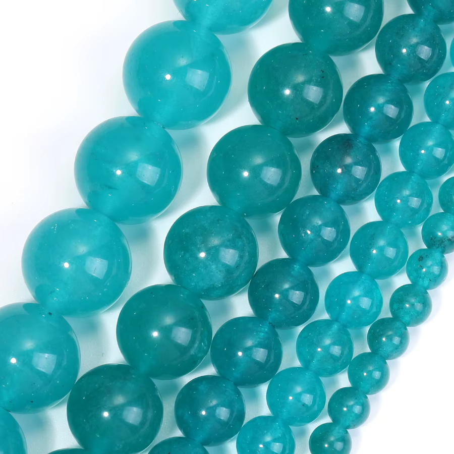 SANSWL Perlen, Amazonit, blauer Chalcedon, rund, DIY-Charms - Bild 2
