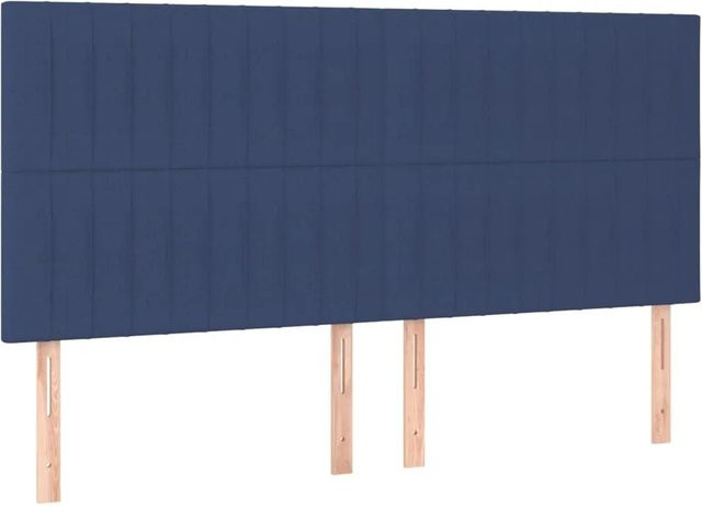 vidaXL LED Kopfteil Blau mit USB-Ladeport und integrierter Beleuchtung, Stoff, B: 160 cm, T: 5 cm, H: 118 cm bis 128 cm - Bild 1