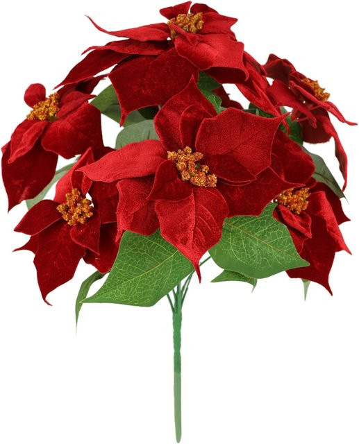Kunstblumenstrauß Weihnachtsstern in Rot und Grün für Advent und Weihnachten - Bild 1