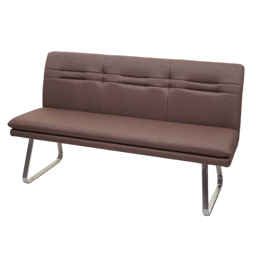 BERLINLODGE Sitzbank Modern in Braun mit Rückenlehne aus Stoff und Edelstahl gebürstet, B/T/H: 160 x 90 x 59 cm, Sitzhöhe: 49 cm - Bild 2