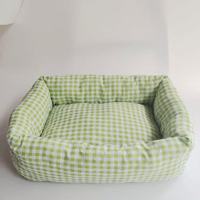 Dreifarbige gewebte Baumwoll-Haustiermatte als Hundeneest und Katzennest, B/T/H: 40 x 50 x 15 cm - Bild 1