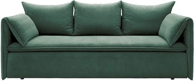 Vente-unique Schlafsofa Teodora in Piniengrün mit Cord-Bezug, Breite: 218 cm - Bild 1