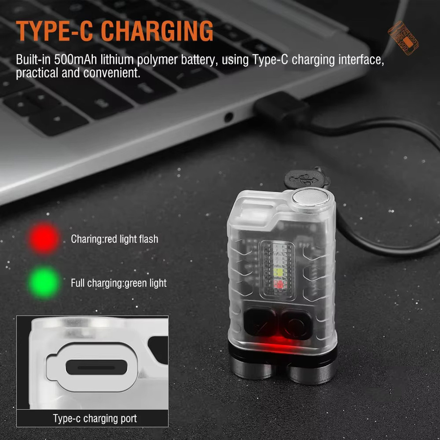 BORUiT V3 LED-Schlüsselanhänger Mini-Taschenlampe mit 900 lm, UV-Licht und Magnet, wiederaufladbar via Typ C, EDC Arbeitslicht - Bild 5
