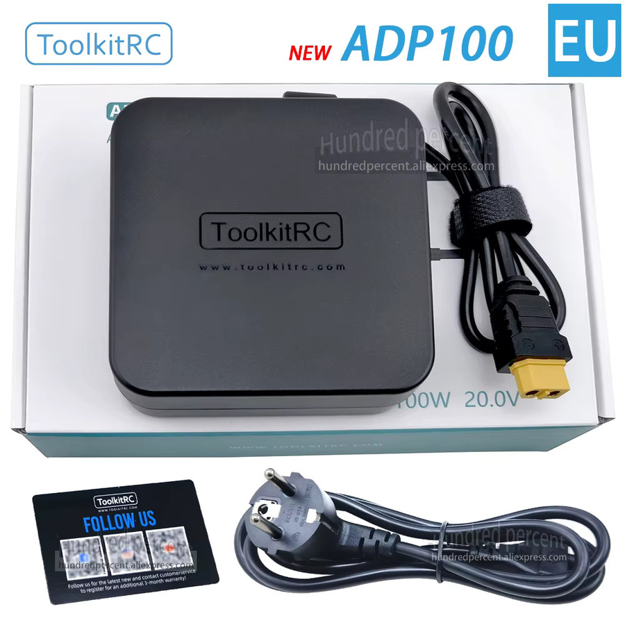 ToolkitRC ADP100 Netzteil-Ladegerät 100W 20V 5A mit XT60 Anschluss in Schwarz für M6D M7 M6DAC V2 M8P M4P M9 GT Power - Bild 4