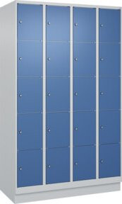 C+P Schließfachschrank Classic PLUS mit Sockel, 4 Abteile, Farbe Grau und Blau, H x B x T: 195 x 120 x 50 cm - Bild 1