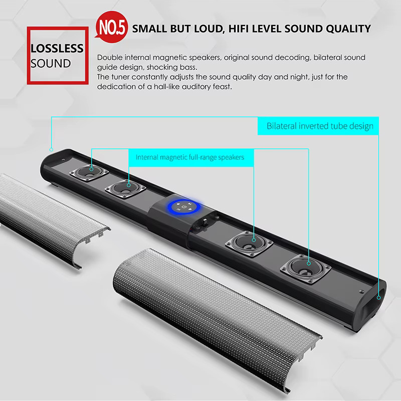 AyeBeau Bluetooth Soundbar mit kabellosem Subwoofer und FM-Radio in Schwarz - Bild 4