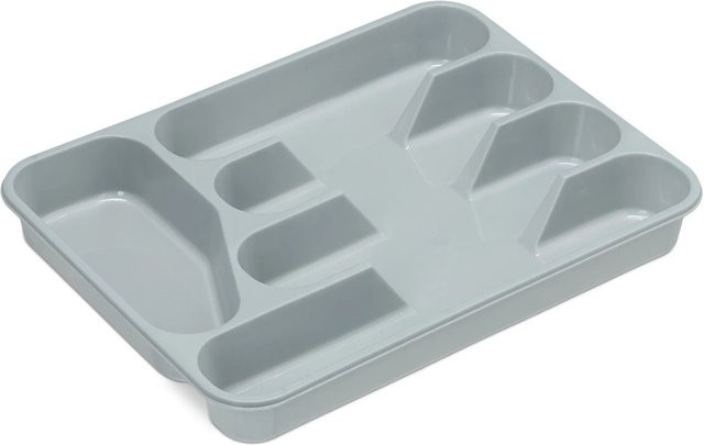 Relaxdays Besteckkasten 2er Set aus Kunststoff in Grau, BPA-frei, B: 33 cm, T: 25 cm, H: 4 cm - Bild 1