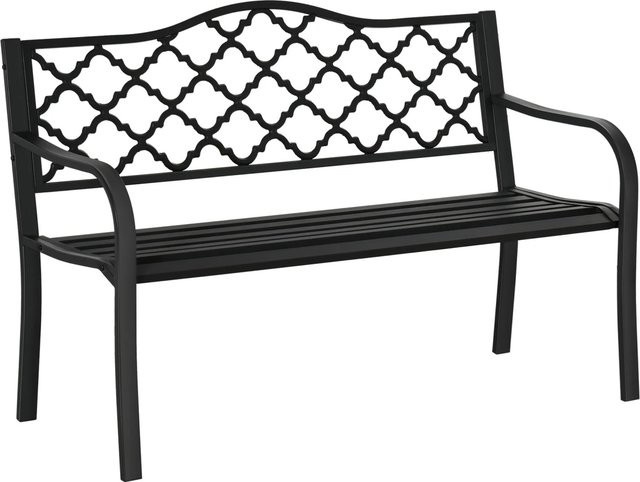 Furnicato Gartenbank 2-Sitzer aus Gusseisen und Stahl in Schwarz Matt mit Rücken- und Armlehnen im Vintage-Design, B/T/H: 128 x 58,5 x 89 cm - Bild 1