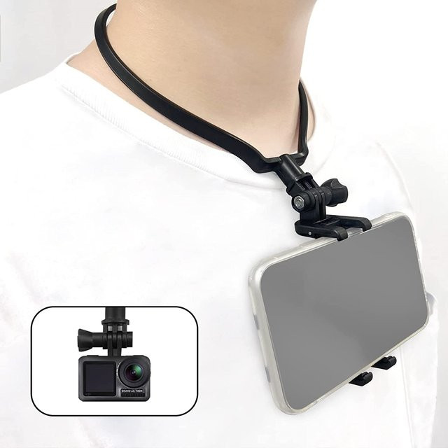 Neck Hold Mount Lanyard Strap für GoPro und Smartphones in Schwarz - Bild 1