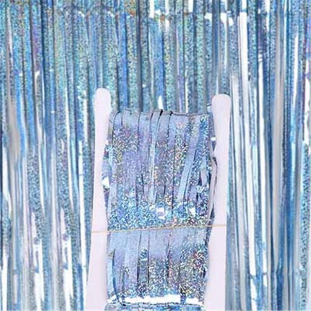 Faylisvow Regen-Lametta-Folienvorhang in Blau für Party und Hochzeit, B/H: 1 x 2 m - Bild 1