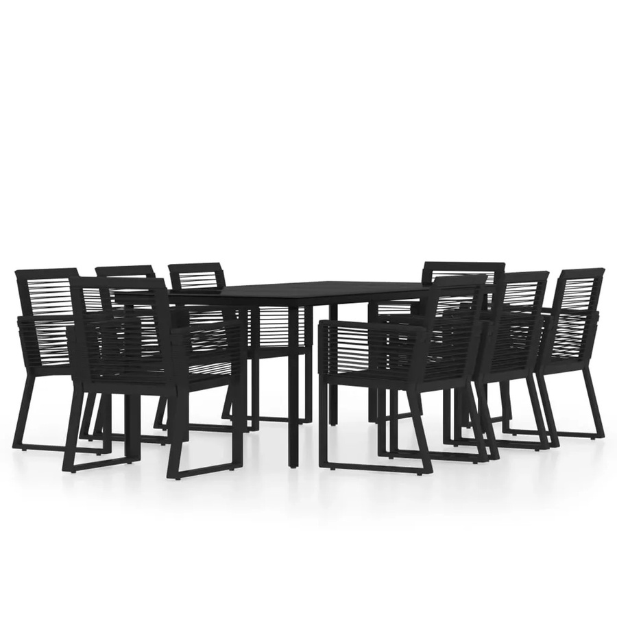 vidaXL 9-teilige Garten-Essgruppe aus Stahl und Glas in Schwarz - Bild 2