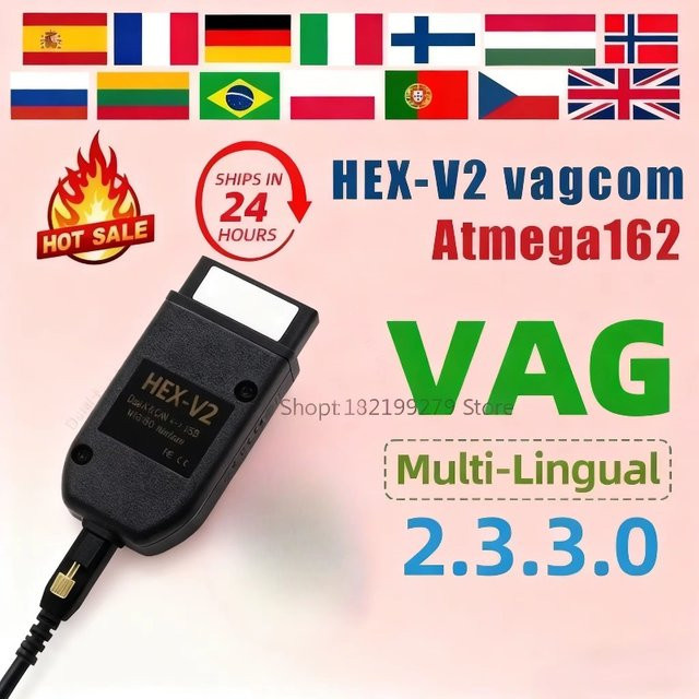 NUOYING VCDS VAGCOM VCDSCAN HEX V2 Autodiagnosetool für VW, Audi, Skoda und Seat in Schwarz - Bild 1
