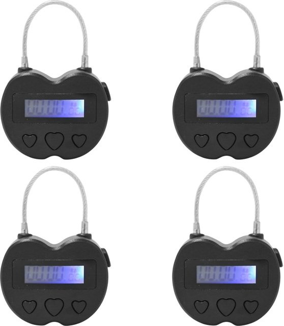 4er-Set Smart Time Lock Multifunktionale elektronische Zeitschloss mit LCD-Display, USB wiederaufladbarer temporärer Timer in Schwarz - Bild 1